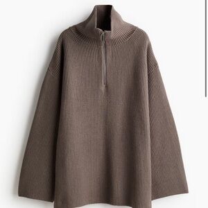 H&M Brown Ribbed Sweater Cardigan